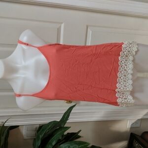 Liberty Love Women's Spaghetti Strap Tank Top with Lace Trim Size Medium